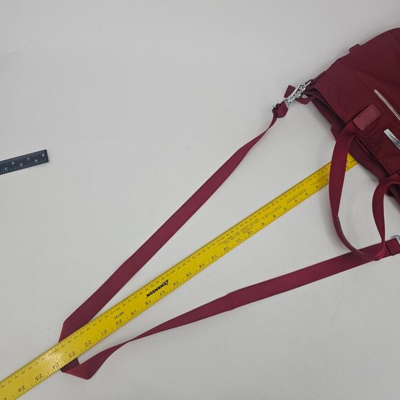 Hedgren Aura Glaze Red Water Resistant Tote Handbag Nylon Crossbody - Picture 15 of 16